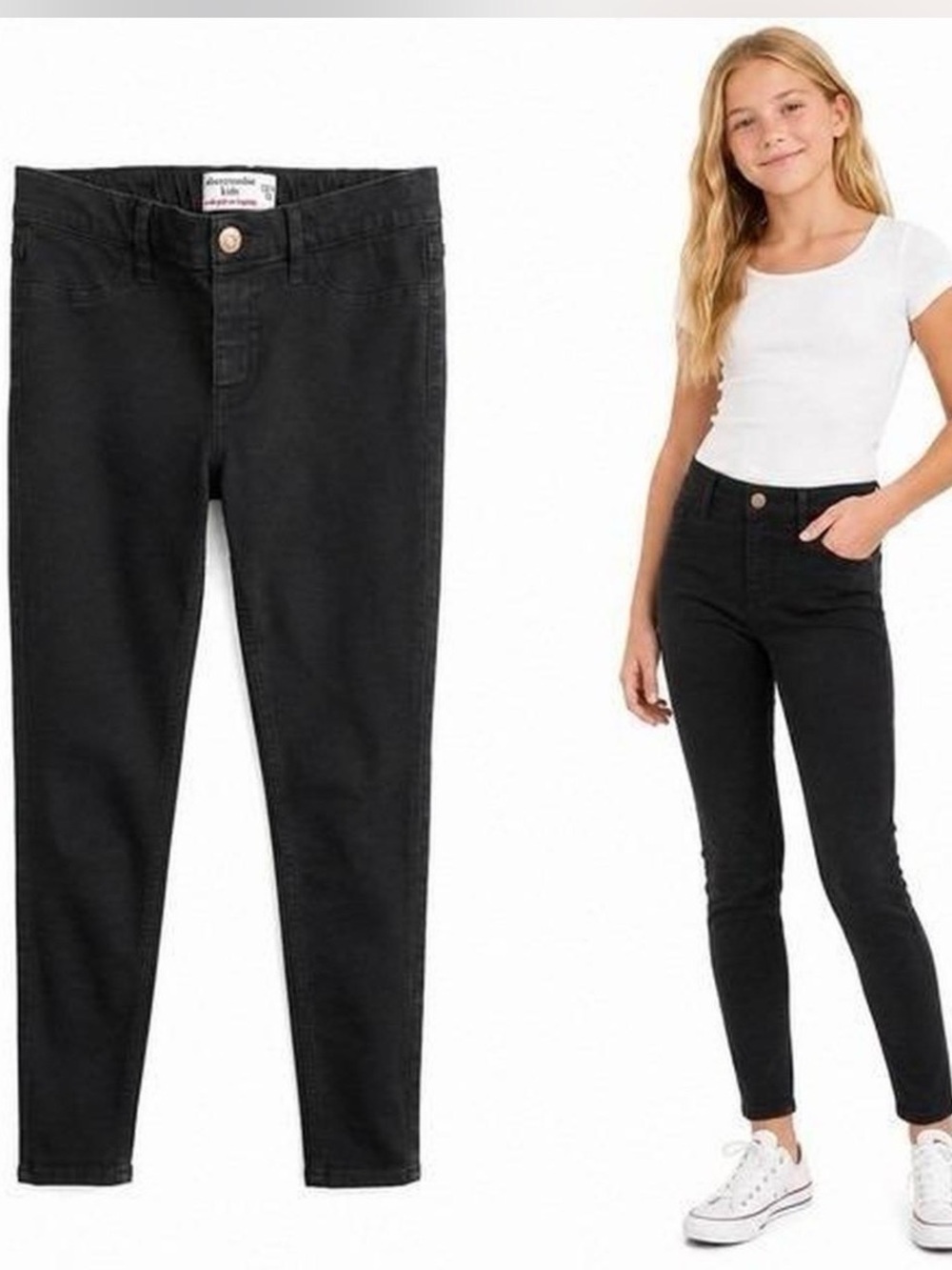 abercrombie kids black pull in jegging slim 9/10